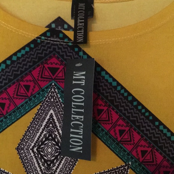 Mustard yellow tribal print dress - Picture 3 of 5